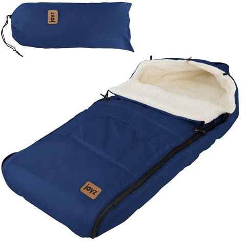 Joyz Chancelière pour Bébé, Polyester, Bleu, Sac de Couchage Universelle, Fermeture Éclair, Résistante aux Intempéries, Picots Antidérapants, Couverture Douillette d'Hiver, Poussette ou Siège Auto