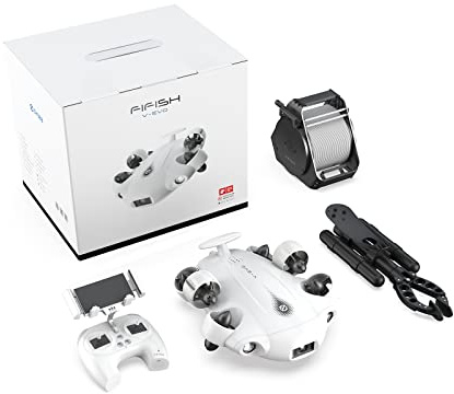 FIFISH V-EVO 4K fotocamera subacquea AI Vision Lock 360° movimento omnidirezionale ROV con mantenimento in profondità, robot ROV VR Control Posture Lock