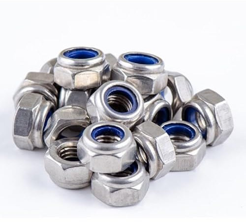 Sicherungsmuttern M10 Edelstahl A2 - DIN 985- Stopmuttern - Selbstsichernde Muttern - Metrisch Sechskantmutter - Niedrige Form mit Klemmteil (Gewinde: M10; Menge: 25 St.)