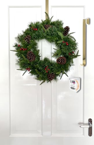 MeisterHome® Weihnachtskranz: Ø 50 cm reines Weihnachtsvergnügen - inklusive kostenlosem Aufhängehaken und kostenlosen 50 LED-Lichtern