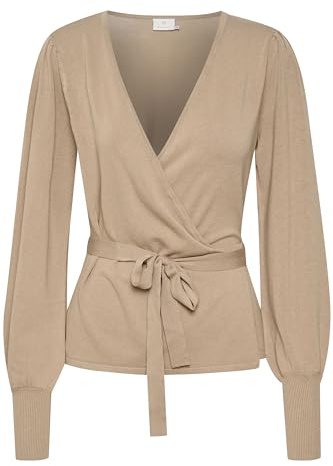 KAFFE Strickjacke KAanno Damen Strikjacke Langarm Wrap Cardigan Wickeljacke XL, Feather Gray Melange