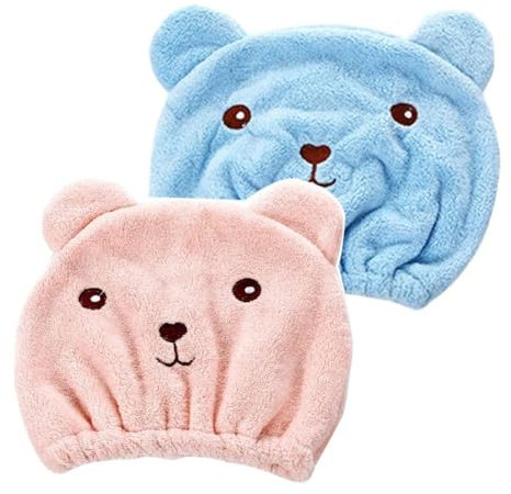 YHIJSR 2 Pezzi Asciugamano Capelli Turbante Bambina Asciugamani in Microfibra Asciugatura Rapida Super Assorbente Asciugamani per Capelli a Turbante