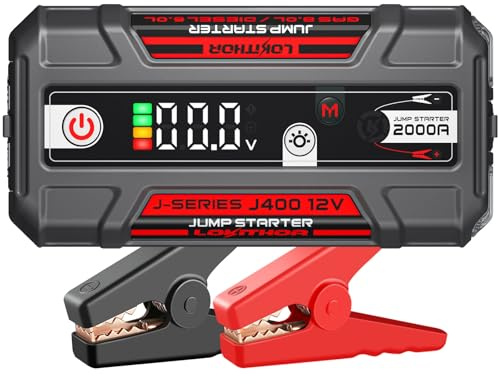 LOKITHOR J400 Starthilfe Powerbank für PKW 2000A 12V Lithium Booster | Batterie Lithium & Écran Numérique, Démarreur Portable pour Essence 8.0L & Diesel 6.0L