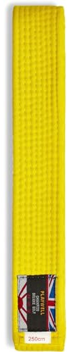 Playwell Martial Arts Cotton Solid Coloured Grading Belt - Yellow (250cm)