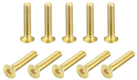 QUARKZMAN Vis à Tête Cylindrique à Embase Plate, M2.5-0.45 x 14mm, en Laiton, avec Entraînement Hexagonal Intérieur, Lot de 20 Pièces