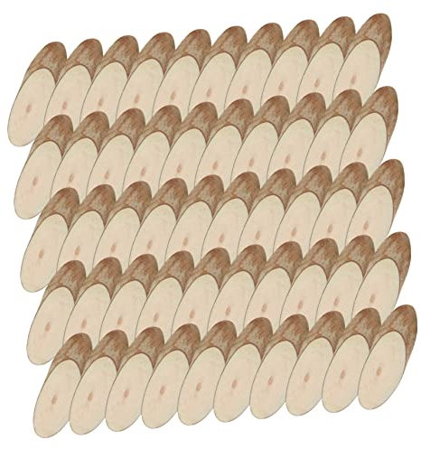 KONTONTY 1 Satz Mit 100 Holzscheiben Diy Hochzeitsdekorationen Natürliche Kiefernholz Scheiben Mit Rinde Ovale Holzkreise Für Bastelarbeiten