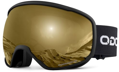 Odoland Skibrille Erwachsene Ski Goggles für Damen und Herren Jungen,Sphärisch Snowboardbrille UV-Schutz Kompatibler Helm Anti Fog für Skifahre Verspiegelt BJ | UV400 Schutzhelmkompatible Schneebrille für Männer, Frauen und Jugendliche, Mirror REVO Brown