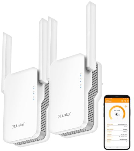 7links Verstärker: 2er-Set WiFi-6-Dualband-Repeater, bis 3.000MBit/s, WLAN-Mesh, LAN-Port (WiFi6 Repeater, Extender, Expander)