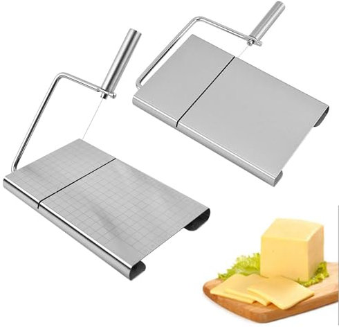 ulafbwur Handheld Cheese Slicer, 8.3 x 4.9, Stainless Steel Cheese Cutter, Multipurpose Cutter for Block Cheese Butter Fruits, No Installation Required Kitchen Gadget for Sausages Cutting Board Sil
