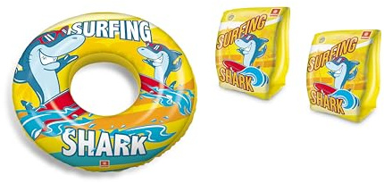 Mondo Toys - set braccioli e ciambella bambini mare estate piscina (surfing shark)