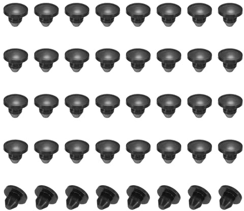 PATIKIL 4mm Diameter Silicone Hole Plug, 40 Pcs Round Snap in Type Locking Furniture Button Protective Cover Cap Head Fit for 3.5-4mm Hole for Seal Bulkhead Cylinder Hole, Black