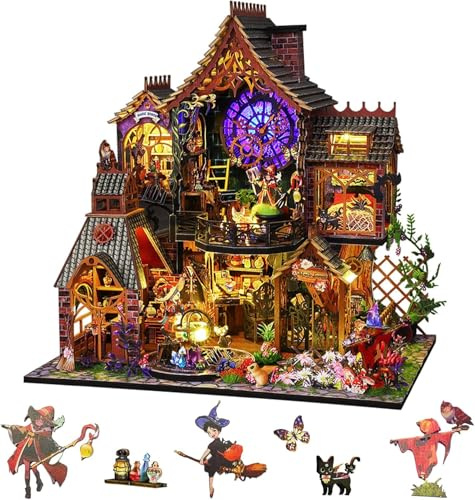 Generico Kit per Casetta Copertura Antipolvere E Piccoli Utensili Kit in Miniatura per Casa delle Bambole in Legno Fai da Te Mini Modello Kit Magici Decorazioni per La Casa Miniature da Costruire