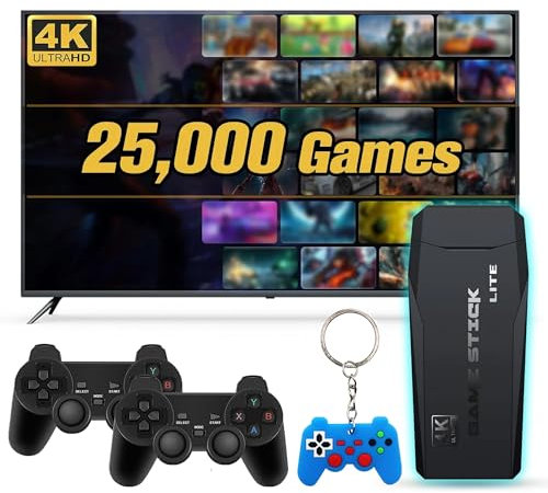 Retro TV Video Games Console - 4K USB Plug in TV With 64G Card and Dual Wireless Controllers, 20000+ Classic Games