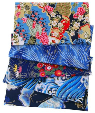 Odot Tissu à Couture Patchwork DIY 50x50cm 5 Pièces Fait à la Main en Quilting Designs Différents Loisir Créatifs Tissu à Coudre Paquet de Vêtements Sewing Artisanat (Bleu)