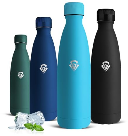 Gourde Isotherme, Gourde 500ml, sans BPA, Bouteille Isotherme, 24h Froid & 12h Chaud, Gourdes Inox, Anti Fuite, Facile à Transporter, Bouteille d'eau pour École, Bureau, Voyage