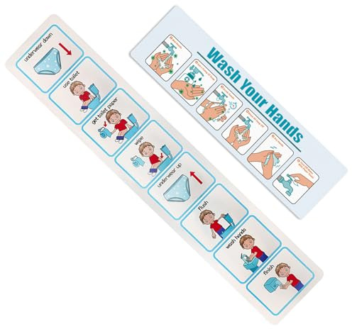 HoveeLuty Tabla de Entrenamiento para IR al baño Paso a Paso, Ayuda Visual, Calendario Visual Autoadhesivo para niños, 2 uds.