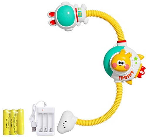 Generisch Jouet de bain 2026 pour tout-petits, jouets de bain pour enfants de 3 à 5 ans, table à eau, baignoire, pommeau de douche, bateau empilable, jouet pour tout-petits garçons (jaune, 70 x 15 cm)