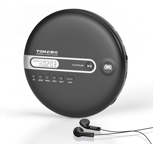 Portable CD Player with Bluetooth, CD Player with Headphones, ESP 40 Seconds for Home Travel, Stereo CD Walkman with LCD Display for Adults Students Kids