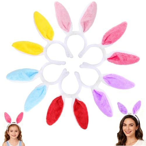 Snhauxinfa Hasenohren,6 Stück Hasenohren Haarreif,Osterhasen Ohren,Bunny Hasen Easter,Kostüm Erwachsene Stirnband Ears,Hase Haarreifen Hair Hasenkostüm,Osterkostüm für Cosplay Cute,6 Farben
