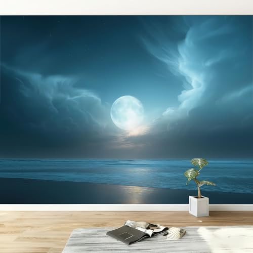 Papel Pintado Murales 250 x 175 cm Arte Fantástico Cielo Y Mar Fotomurales Tejido No Tejido, Murales Fotográfico Moderno Decoración de Paredes para sala, Azul