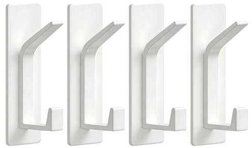 DGN 4 ganchos autoadhesivos para ropa, ganchos de pared, ganchos adhesivos de metal, extrafuertes, color blanco, ganchos para toallas, autoadhesivos, sin agujeros, para baño, cocina, salón