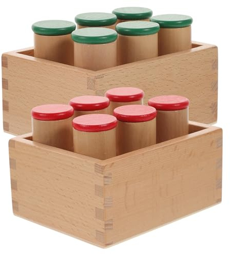 ifundom Set Giocattoli Sonori in Legno Montessori Cilindri Musicali, Giocattolo Interattivo per L’allenamento Uditivo e Sviluppo Sensoriale Piccoli