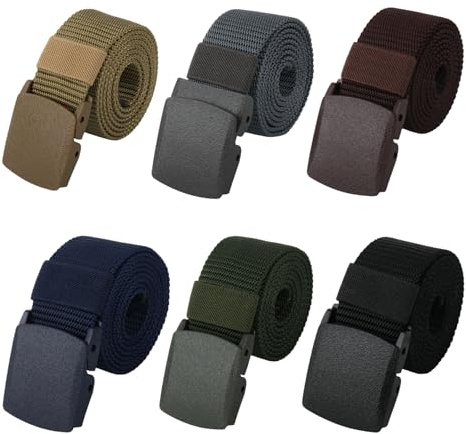 LuoJinZisy 6 Pack Adjustable Canvas Work Belts for Men Women, 120cm | Durable nylon webbing fabric fits waists up to 47 inches. Perfect for golf, sports, and everyday utility wear.