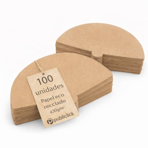 Lote de 100 unidades Abanicos de Papel kraft reciclado, celebraciones, bodas, festivales y eventos al aire libre, papel reciclado Eco (430 g/m²) Medidas 30,5 x 17,5 cm.