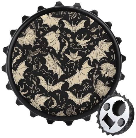 Abrebotellas con Estampado de murciélago, Divertido abridor magnético para Nevera, imán Decorativo novedoso para Nevera, sacacorchos de Pared para Amantes de la Cerveza y papás, Color Negro.