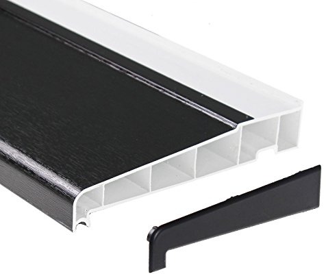 180mm x 1m Black UPVC Plastic External Window Sill (with End Caps)