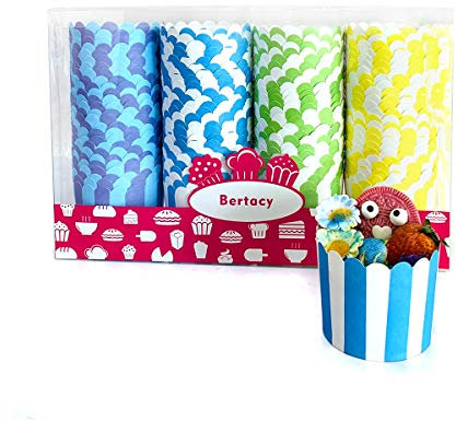 Bertacy 100 Piezas Cupcake de Papel Molde de Muffin de Postre Casos de Envoltura de la Magdalena a Prueba de Grasa Liner de Moldes de horneado