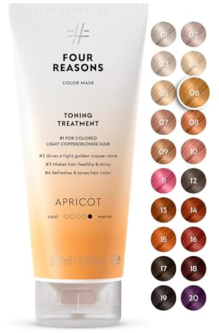 FOUR REASONS Color Mask, Apricot (27 Farbtöne) – Haar-Gloss & Farbspendende Pflege – Semi-Permanente Haartönung – Vegan & Cruelty-Free – 200 ml