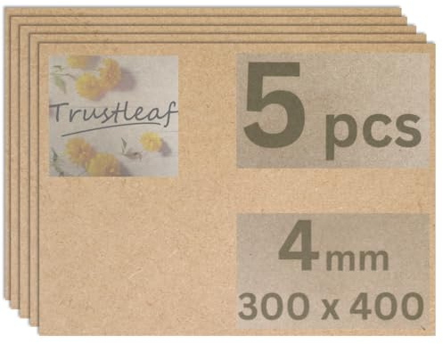Trustleaf 4mm Sheets of MEDITE Premier MDF 300mm x 400mm, (Approx A3, 12” x 16”). Pack of 5