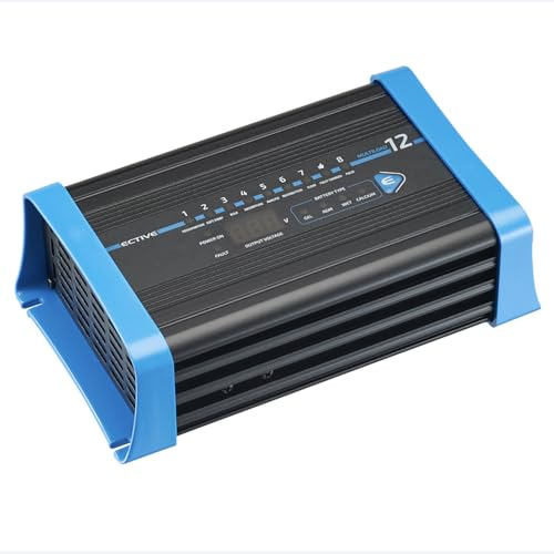 ECTIVE Multiload 12 Batterieladegerät, 12A, 12V, 8 Stufen, automatisch | mit Erhaltungsladung, Starthilfe, Autobatterie Ladegerät, Erhaltungsgerät, Batterieerhaltungsgerät für Nass, Gel Batterie