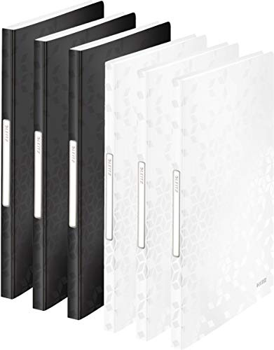 Leitz WOW Sichtbuch in A4 Format, Mit 40 Klarsichthüllen für 80 Blatt, 3x Schwarz + 3x Weiß Set, WOW