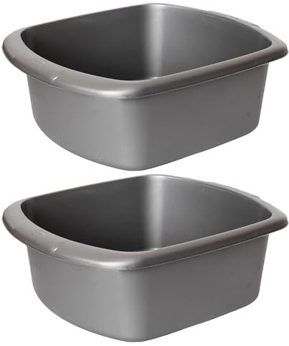 VR7 Plastic Washing Up Bowl Rectangular Grey Washing Bowl for Sink Kitchen Basin Mixing Dish