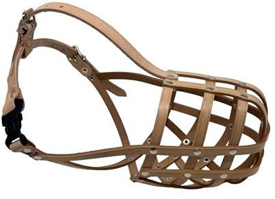 L&J Pets Uk Hochwertiger Leder-Maulkorb für Deutscher Schäferhund – Sicher, Bequem & Verstellbar für Große Hunde (W3, Natural)