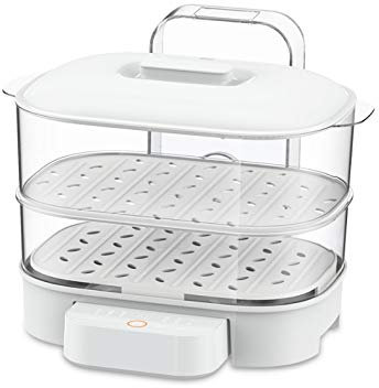 Samnuerly Vaporera eléctrica Plegable, Jaula de Vapor Transparente Pequeña Multifuncional para el Hogar Verduras de Múltiples Capas de Gran Capacidad