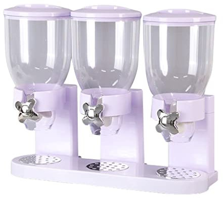 FIFOR Triple Cereal Dispenser, Sealed Countertop Dry Food Holder, Candy Dispenser Machine for Home/Office Desk,Snacks, Grains, Cheerios, Dry Powder Container (Color : White, Size : 44 * 35cm)