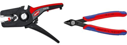Knipex PreciStrip16 Pince à dénuder automatique 195 mm (carte LS/blister) 12 52 195 SB, Noir & Electronic Super Knips® brunie, avec gaines bi-matière 125 mm 78 61 125