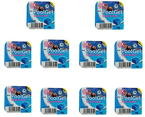 RASMACOR Confezione da 10 Unità di Flocculante in Gel Monodose | Gel per Piscina | Detergente e Chiarificante per l'Acqua della Piscina | Trasparenza Totale dell'Acqua