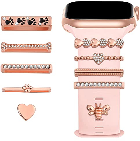 Hemobllo Lot de 10 bracelets de montre à breloques compatibles avec les montres connectées séries 8 7 6 5 4 3 2 1 bandes – Lot de 10 boucles décoratives en métal pour bracelet de montre, Mittel,