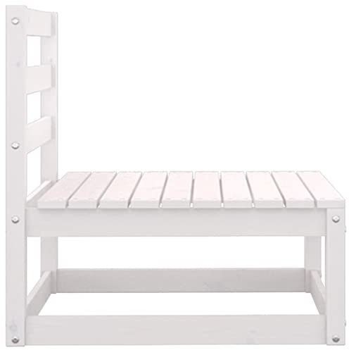 FIRBNUS Garten-Mittelsofa mit Anthrazit Kissen Weiß Gartenmöbel für Draußen Gartenmöbel Holz Terassenmöbel Außen Balkonsofa Gartensofa Outdoor Sofa Loungesofa Outdoor Centre Sofa Massivholz Kiefer