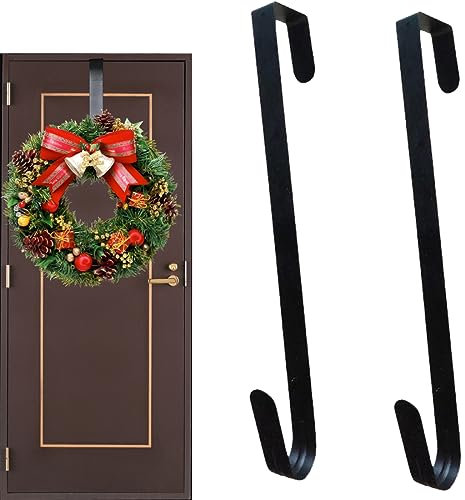 Bukezudang Hängende Türhaken, Schwarzer Türhaken, Metall-Türhaken, Girlandenhaken Türhaken, Weihnachtskranz Türhaken, Innovative Weihnachtskranz hängende Türhaken langlebig vielseitig und stilvoll