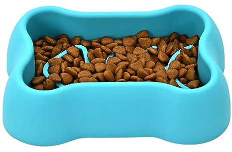 SWZYOR Slow Feeder Dog Bowl,Slow Down Feed Cat Feeding Bowl,Pet Fun Puzzle Feeder,Non Skid Bloat Stop Feeding Bowl for Dogs/Cats/Pets (Blue)