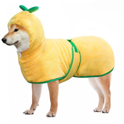Mosucoirl Hund Bademantel Mantel,Haustierhandtuch Mikrofaser Hundebadetuch saugfahig Badetuch Hund Schnell Trocknend Verstellbar Hunde Bademantel Kapuze Baumwolle