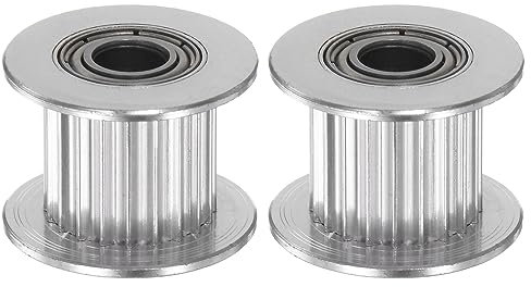 sourcing map 2Stk 2GT Umlenkrolle Zahnriemenscheibe 20 Zähne 5mm Bohrung 18mm Durchmesser Aluminum Zahnriemen für 10mm Breite Gürtel 3D Drucker CNC Maschine Zubehör Silberton