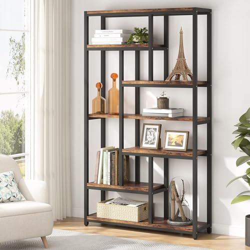 Tribesigns Bücherregal mit 7 Ebenen, Standregal mit Stahlrahmen, Freistehendes Regal für Wohnzimmer, Offenes Küchenregal, Standregal, Lagerregal für Büro, Schlafzimmer, Küche 200 x 100 x 30 cm