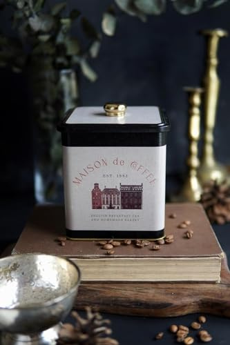 Nobel Retro English Breakfast Tea & Homemade Bakery Canister Tin (Square Maison de Coffee)