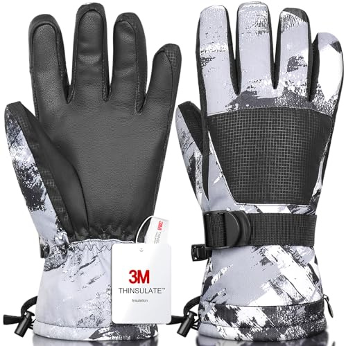 Odtmger Ski-Handschuhe, Winterhandschuhe, wasserdichte Winter-Ski-Handschuhe, warme, atmungsfähige Schneehandschuhe für Jungen und Mädchen, die im Freien im kalten Winter Sport Treiben